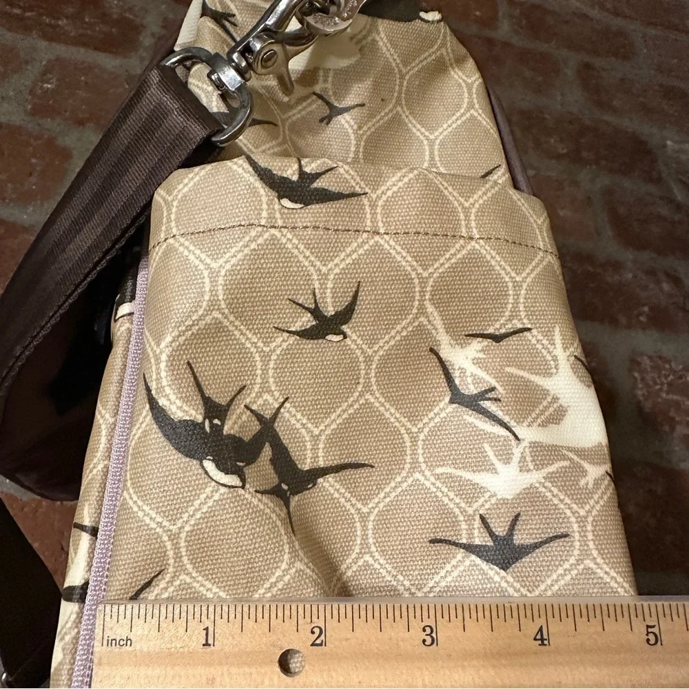 Petunia Pickle Bottom Diaper Bag Coated Canvas Swallow Bird Design One Strap